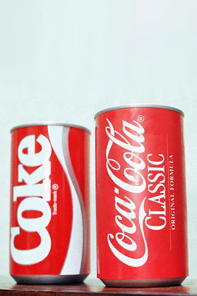 Cans of New Coke and Classic
